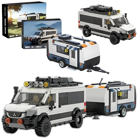 2-in-1 Sportwagen und Wohnwagen Bausatz, Anhänger-Bausteine, 971Teile