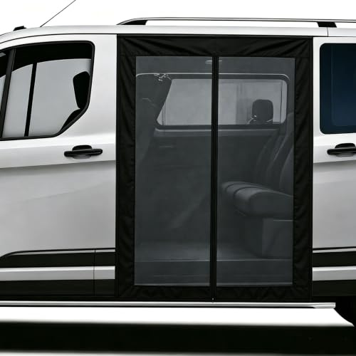Pindex Zanzariera magnetica con cerniera per porta scorrevole VW T5 T6 | 150 x 120 cm, zanzariera per camper, rete fine