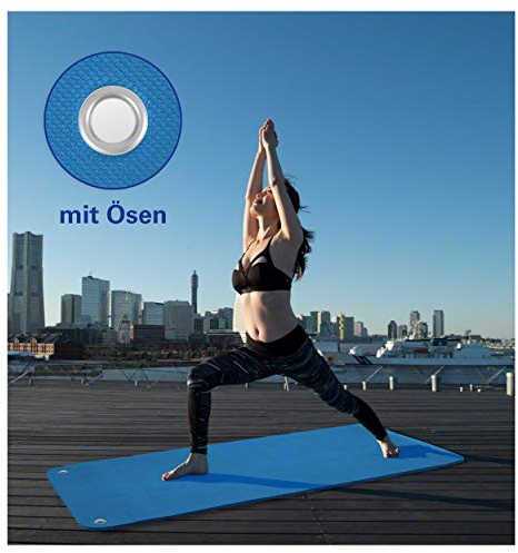 Pilates- und Yogamatte inkl. Ösen, LxBxH 180x60x0,6 cm, blau