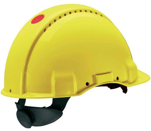 3M Peltor Schutzhelm G3000, G30NUY, mit 3M Uvicator Sensor, ABS, mit Schweißband und Ratschensystem, belüftet, gelb, 1 Packung
