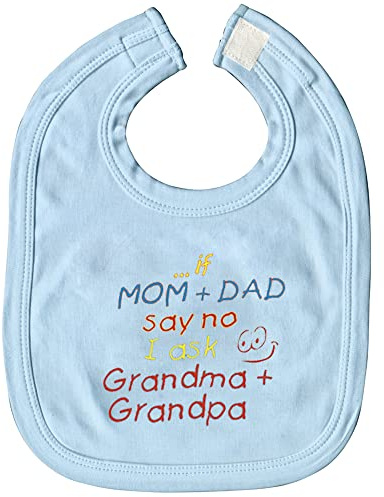 Babylätzchen mit Print - ..if Mom + Dad say no i ask Grandma + Grandpa - 08434 hellblau