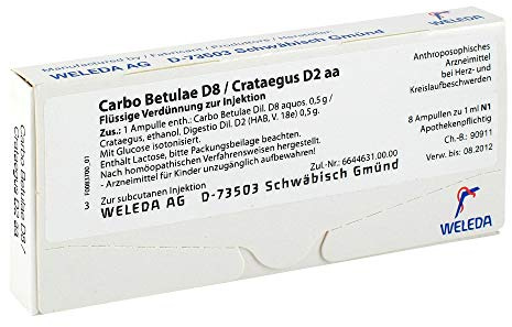 CARBO BETULAE D 8/Crataegus D 2 aa Ampullen 8X1 ml