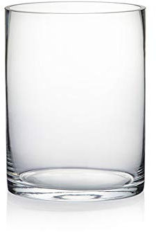 WGV Zylindervase, offene Breite 15,2 cm, Höhe 20,3 cm, klares Glas, Blumen-Behälter, Kerzenhalter für Hochzeit, Party, Event, Home Office Decor, 1 Stück