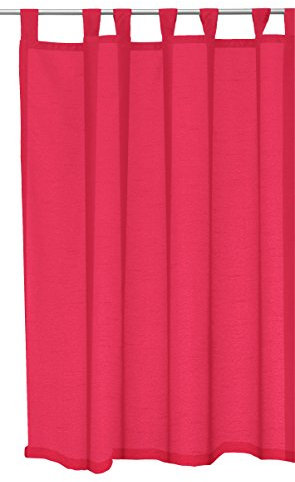 Haus und Deko Schlaufenschal 140 x 145 cm Pink Seidenglanz Gardinen halbtransparent Vorhang Übergardine Schlaufen Vorhänge Gardine Wohnzimmer Schlafzimmer Kinderzimmer