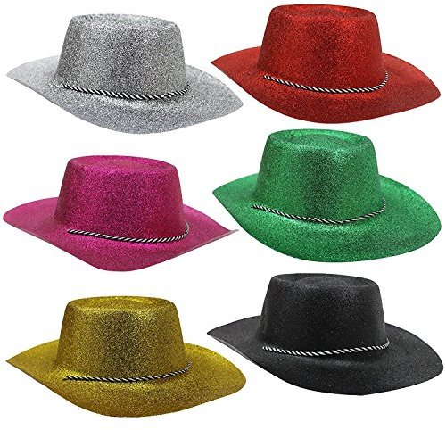 COWBOY ODER COWGIRL = HUT IN GLITZERNDEN FARBEN = VON ILOVEFANCYDRESS® = GLITTER COWBOY HUT ERHALTBAR IN 6 VERSCHIEDENEN FARBEN + IN VERSCHIEDENEN STÜCKZAHLEN = DER HUT PASST ZU JEDEM KOSTÜM UND IST SUPER FÜR FASCHING / HALLOWEEN /KARNEVAL UND POLTERABENDE /JUNGGESSELLENABSCHIEDE UND JEDE ART VON PARTY = 24 GOLDENE HÜTE
