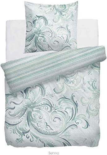Heckett Lane Wendebettwäsche 100% Baumwolle Mako-Satin Senna 135x200 (80x80) Grün