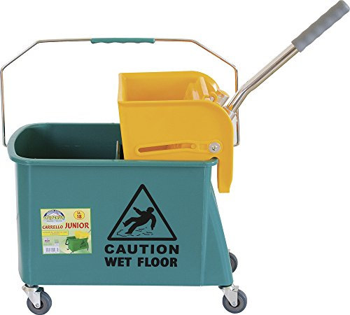 La Briantina Carrello Pulizie Professionali Junior con Strizzatore CAR00288A, Secchio da 20 Litri, con Ruote
