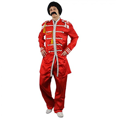 I LOVE FANCY DRESS LTD 60iger GENERATION SERGEANT-PEPPER KOSTÜME VERKLEIDUNG VERSCHIEDENEN VARIATIONEN+FARBEN+GRÖSSEN RETRO MUSIK FASCHING HALLOWEEN=ROTES KOSTÜM-XLAREG