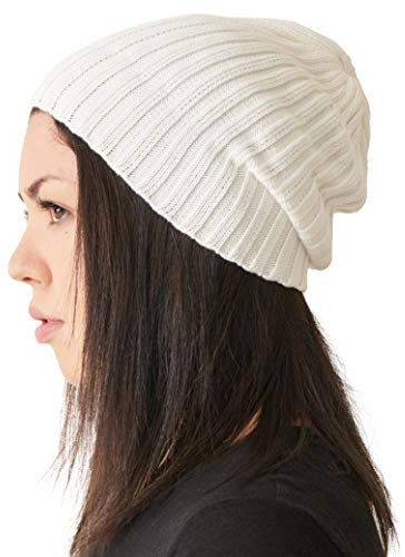 CHARM Herren Fisherman Beanie 100% Baumwolle Damen Strick Beanie Mütze Klassisches Einfaches Design Gerippt Slouch Hut Weiß