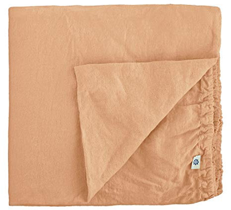 Linen & Cotton Weicher Griff Spannbettlaken Spannbetttuch Bettlaken mit Gummizug Alicia -100% Leinen Gewaschen, Coral Rosa (180 x 200 cm) Laken Leintuch Betttuch Groß Bettwäsche Bett Doppelbett Sommer