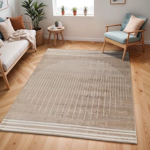 Livabliss Nairobi Boho 80x220 cm – Skandinavisches Design mit geometrischem Muster in Braun & Beige, moderner Kurzflor für Wohnzimmer, Schlafzimmer & Esszimmer