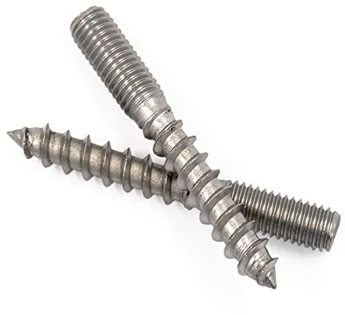 PROTECH 10 Stück Stockschrauben 12x120 Edelstahl A2 rostfreier V2A Holzgewinde Doppelgewindeschrauben Doppelgewinde für Holz