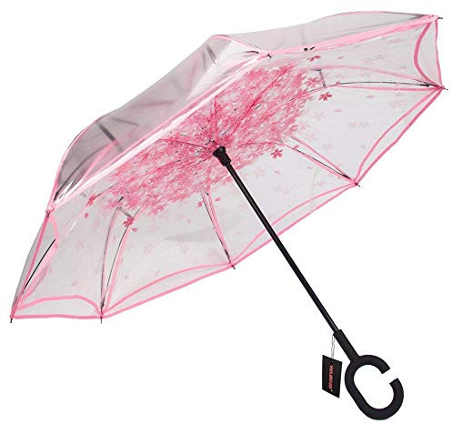 HUTIANTIAN Parapluie inversé Double Couche Unbrella parapluies en Tissu pour Femmes Transparent Unbrellas Coupe-Vent