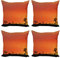 ABAKUHAUS Afrika Dekokissen Kissenbezug 4er Pack, Safari Sonnenuntergang mit Gull, Modern Accent Doppelseitiger Digitaldruck, 45 x 45 cm, Burnt Orange Schwarz