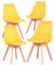 BenyLed Juego de 4 Sillas de Comedor Modernas con Asiento Tapizado y Patas de Madera de Haya Ideales para Comedor, Cocina, Sala de Estar, Dormitorio (Amarillo)