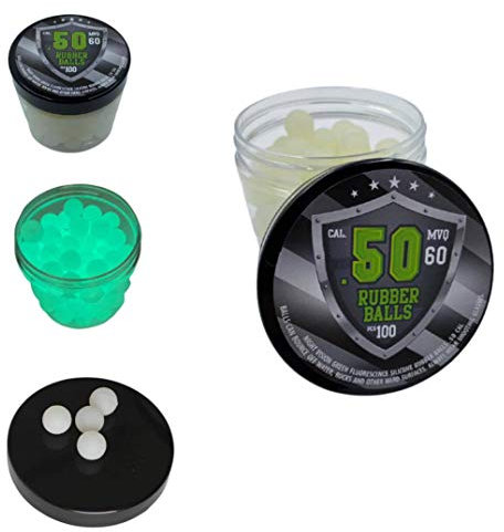 100 x Night Vision Fluorescent Silicon Rubber Balls Paintballs Glowing in The Dark in 50 Cal. Bolas de Goma Paintballs brillando en la Oscuridad en Calibre 50