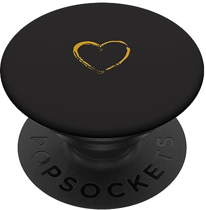 PopSockets Goldenes Herz Schwarz PopSockets mit austauschbarem PopGrip