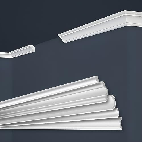 MARBET DESIGN Stuckleisten XPS Styropor weiß - Deckenleisten Deckenstuck Leisten E-Leisten - (50 Meter / 25 Leisten E-23)