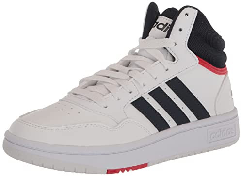 adidas Hoops 3.0 Mid Basketballschuh für Herren, Weiß/Legend Ink/Vivid Red, 44 EU