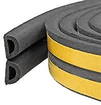 Dichtungsband für Türen, Türdichtung D-Profil Gummidichtung Fensterspalten gegen kalte Zugluft, Lärm (D-Profil Schwarz 12mm (B) x 10mm (D), 6 Meter)