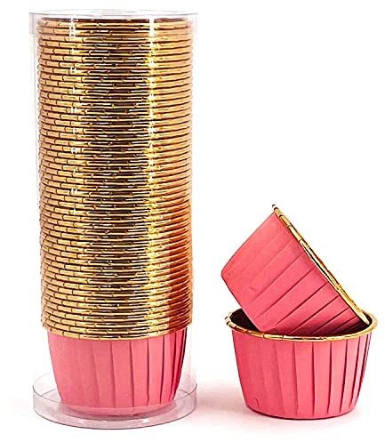 ANCLLO 50 Stück Party Nilpferd Cupcake Cups Muffin Liner Gold Cupcake Backförmchen kleine Backförmchen-Cupcake Muffin Förmchen, Muffin Backförmchen, Backförmchen aus Metallfolie für Cupcakes(rot)