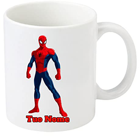 Little Flight SPIDERMAN TAZZA IN CERAMICA personalizzabile PER MICROONDE DA 325 ML PER BEVANDE CALDE