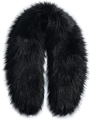 KOOSUFA Pelzkragen Kunstpelz Pelzschal Winter Kunstfell Schal mit Knöpfen | Abnehmbar, Weich und Fluffig, Fellkragen für Hutkrempe, Umhang, Kapuzen-Wintermantel, Jacke und Parka, Länge 70cm 80cm 90cm