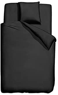 Bettwäsche 135x200 2 Teilig Einfarbig Schwarz Kissenbezug 80x80 Bettwäsche-Sets Unifarben Microfaser Bettbezug-Set mit Reißveschluss, SHS-5801, 2 Teilig - 1 x 135x200 + 1 x 80x80 cm