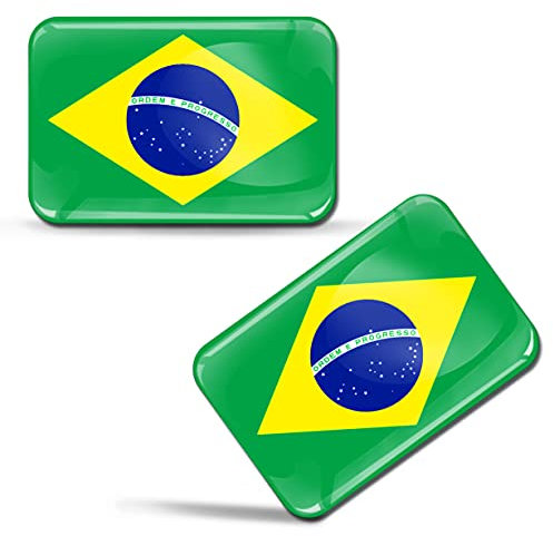 SkinoEu® 2 x 3D Pegatinas Bandera Brasil Brasileño F 184