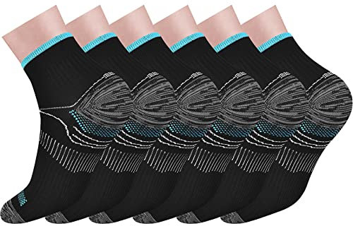 Pnosnesy 6/7 Paar Kompressionssocken für Männer und Frauen Plantarfasziitis Socken Low Cut Sportsocken Sportsocken