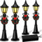 Tianbi 4 Pcs Christmas Mini Street Light Models, Solar Lamp Dollhouse Street Light, Miniature Village Pathway Lantern Post for DIY Micro Landscape Fairy Garden