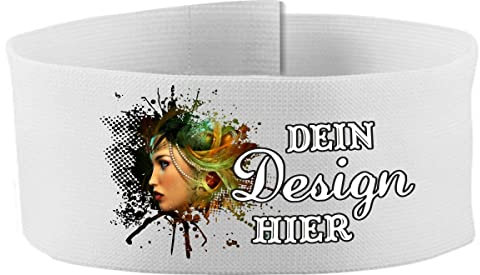 Klett Armbinde 5 cm personalisiert mit deinem Wunschtext oder Logo (Farbe Weiss) (Gr. Senior - 25-35 cm)