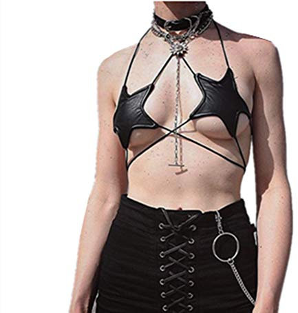 YYUNANG Damen Cut Out Lace-Up Sexy BH, Star Bra Crop Top Star Bikini Top Lace Up Halfter Bralette Bandeau Camisole (Schwarz)…