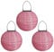Yeehliny Solar Lampions Außen Wetterfest Solar LED Laterne Wasserdicht Nylon Garten Laterne Solarlaterne für außen Hängend Solarlampiongs Runder Lampenschirm Garten Deko Außendeko (20cm/3PCS/Rosa)