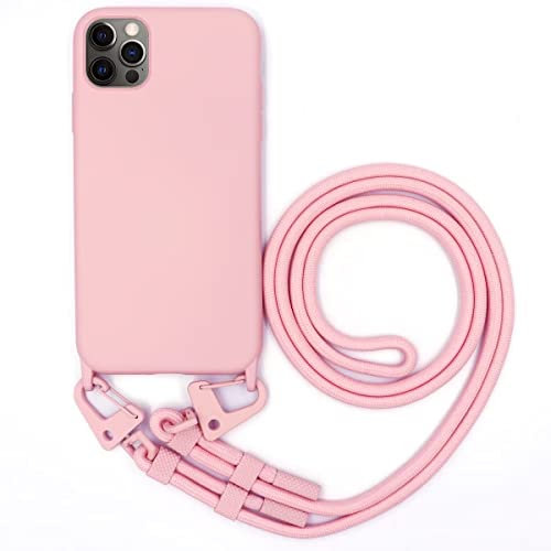 GoodcAcy Kompatibel mit iPhone 14 Pro (6.1) Hülle,Handykette Hülle Silikon Seil Necklace Handyhülle mit Kordel Tasche TPU Bumper Schutzhülle für iPhone 14 Pro hülle mit Band - Rosa