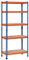 HOMCOM Schwerlastregal aus Metall mit 5 Ebenen, Garagenregal, Lagerregal, Kapazität 1500 kg, 80 x 40 x 182 cm, Blau / Orange