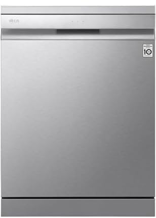 LG DF455HSS Lavastoviglie Libera Installazione, Serie 4, 14 coperti, Sistema QuadWash a 4 Bracci Irroratori, Vapore TrueSteam, Apertura Automatica della Porta, 3° Cestello per le Posate, Wi-Fi, Grigia