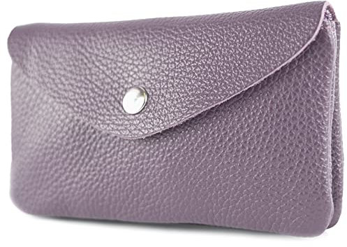 modamoda de P11 Portefeuille en cuir pour femme, taille M, fabriqué à la main en Italie, Violet pastel., m, Petit porte-monnaie léger