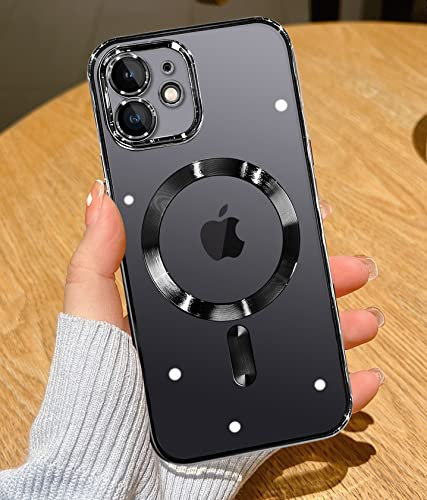YisrLery Clear Magnetic für iPhone 11 Hülle [Kameraschutz Eingebaut] Weiche TPU Silikon Handyhülle mit Magsafe [Nackte iPhone Äußere] Kratzresistente Stoßfest Magnetische 6,1’’-Schwarz