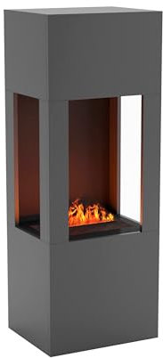 GLOW FIRE Wasserdampf Kamin BÖLL (Standkamin) - Elektrokamin mit realistischen LED 3D-Flammen, Knistereffekt & Fernbedienung, 54x145x44 cm - Opti-Myst 400 Elektro Kamin, Grau
