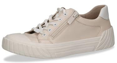 CAPRICE Damen Sneaker flach aus Leder mit Reißverschluss, Beige (Cream Comb), 38 EU