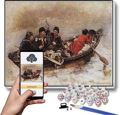 Ölgemälde-Set zum Selbermachen, Kosaken im Boot, Gemälde von Vasily Surikov, Malen nach Zahlen, Kit auf Leinwand für Anfänger