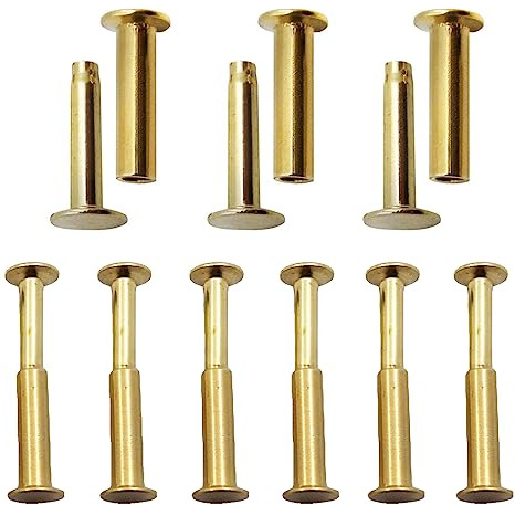 TorSor 9 Sets Kitchen Knife Handle Rivet Screw Brass 5/16 x 1/2 Fixing Pin Nuts for Cutlers Cutlery Chef Knives Cutter Wooden Grip Fastener Fixer Nail Replacement Repair DIY Tools Accessories