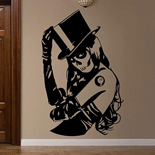 Vinyl Wandaufkleber Süßigkeiten Zucker Schädel Mädchen Land Rock Tattoo Dekoration Innen-Tattoo Studio Schaufensterapplikation Wandbild Abnehmbar 57X88Cm