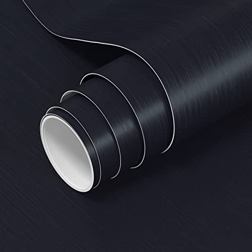 VOLEAAR Matte Dark Blue Contact Paper 40CM x 1000CM Peel and Stick Brushed Texture Vinyl Self Adhesive Waterproof Wallpaper for Wall Kitchen Cabinet Countertop