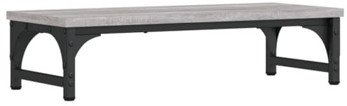 vidaXL Support de Moniteur, Réhausseur d’Écran avec Pieds Réglables, Support d'Ordinateur avec Rangement Bureau Intérieur, Sonoma Gris Bois d'Ingénierie