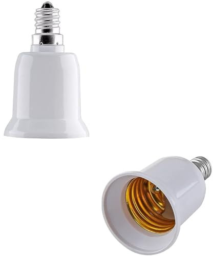 LATRAT 2 pezzi Convertitore adattatore da E14 a E27, convertitore portalampada per LED, lampade a incandescenza e lampade CFL, adattatore portalampada E14 a E27 da filo piccolo a grande bianco, 2