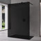 Mai & Mai Duschwand Duschabtrennung 2 Schwarze Haltestange für Walk-In Dusche 110cm 8mm Grauglas ESG-Sicherheitsglas mit Nanobeschichtung Rechteckiger Stabilisator Bremen01VG+2