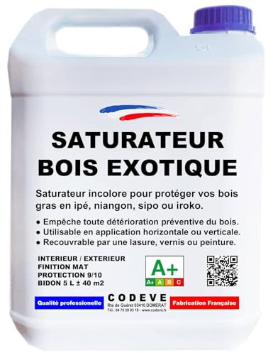 Saturateur Bois Exotique - Codeve Bois - 5 L - Intérieur/extérieur - Pour La Protection D'un Bois Exotique En Ipé, Teck, Sipo Ou Iroko.
