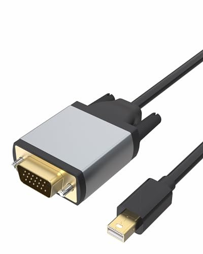 Foboiu Mini DisplayPort to VGA Cable 6 Feet, Mini DP Display Port to VGA Port Cable Male to Male Cord Thunderbolt 2 Compatible with MacBook Air/Pro, Surface Pro/Dock, Monitor, Projector